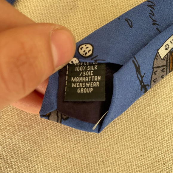 Peanuts Snoopy Golfing Blue Red Necktie Vintage 60s 70s Golfer Casual 100% Silk - Picture 7 of 7